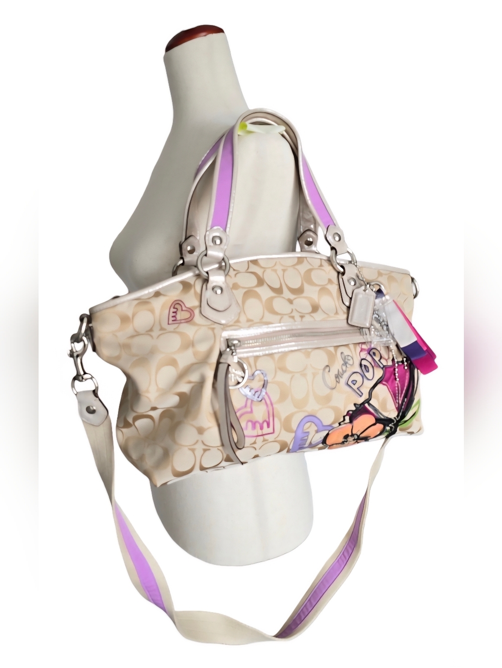 Coach Poppy Petal Print Applique Signature Rocker Tote Y2K RARE no. 16492 EUC - Picture 7 of 15